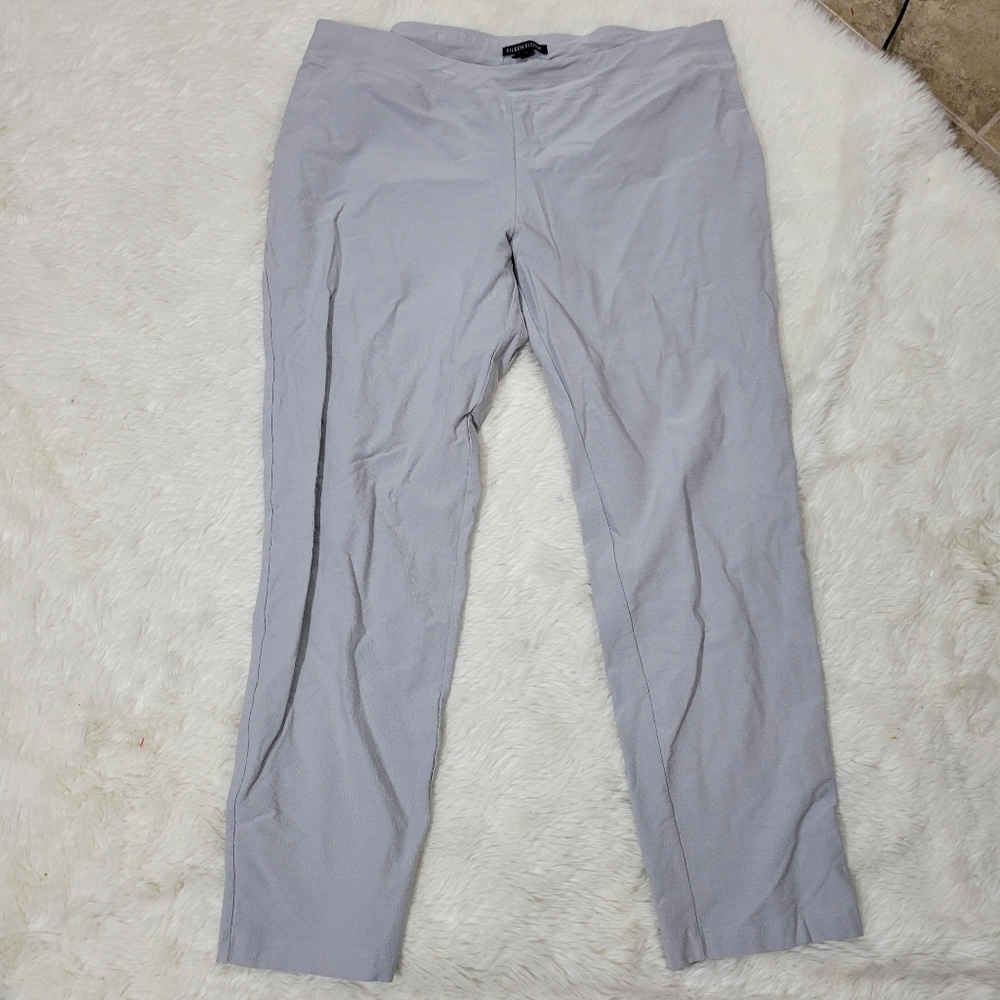 Eileen Fisher Textured Knit Pull On Straight Leg Ankle Pants Gray size large